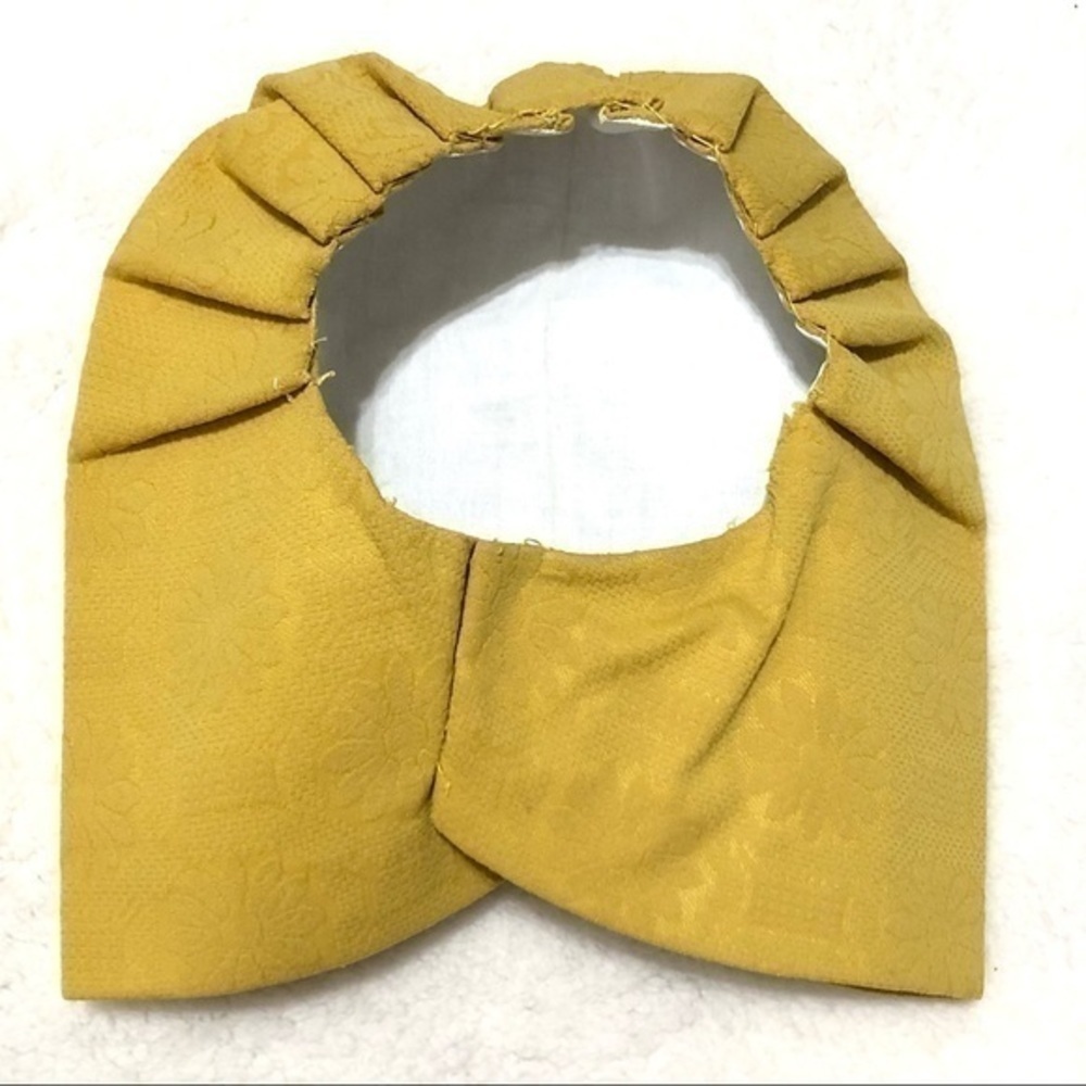 Vintage handmade 60s embossed floral mustard yellow dress and hat medium - Picture 14 of 15